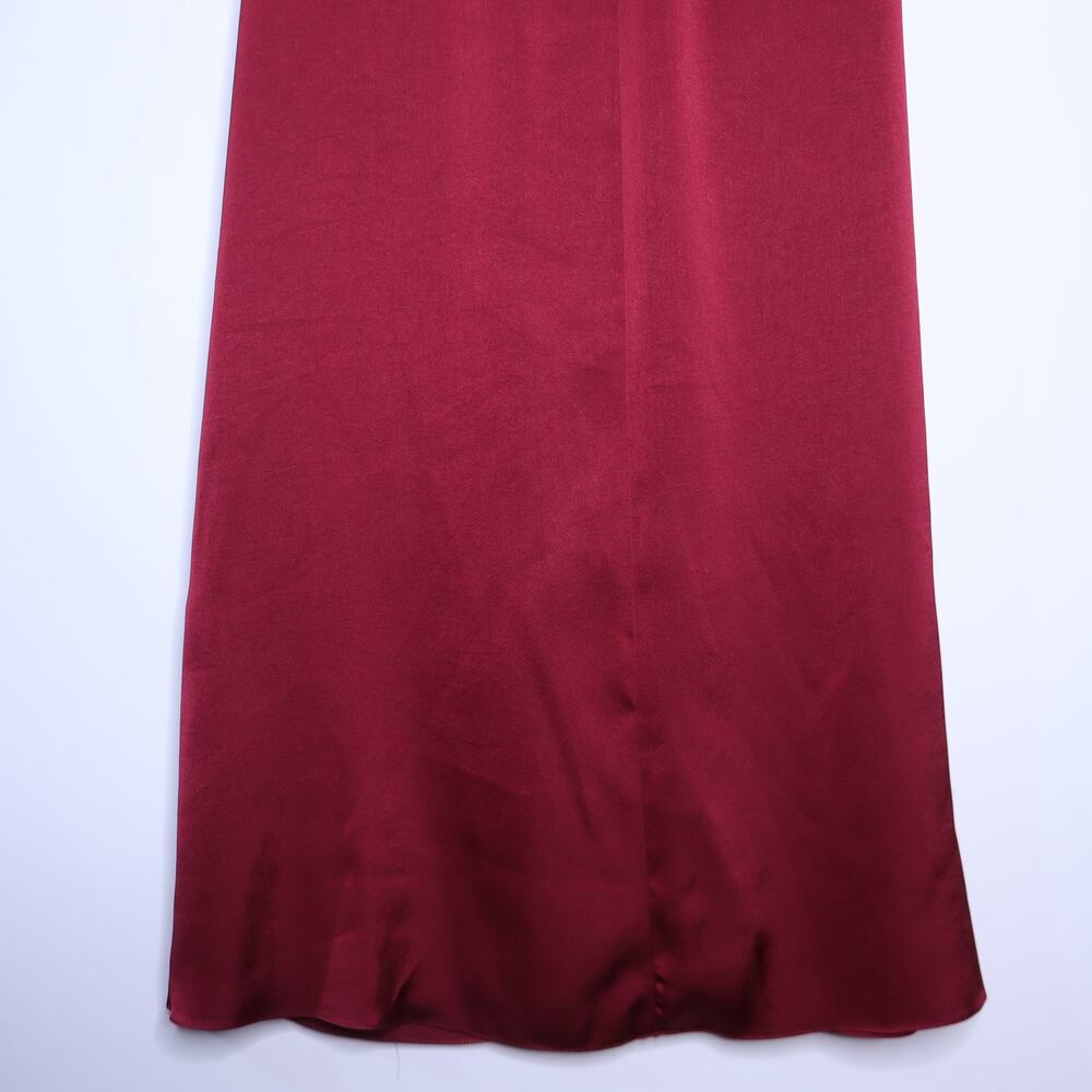 SANDRO Red Titanic Midi Dress Ruched Satin Bordeaux Sleeveless Women's 36/US 4 - Picture 7 of 11